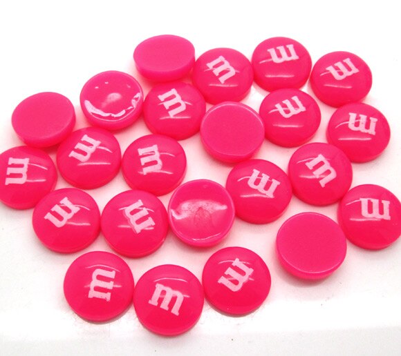 50Pcs 14mm Mixed Resin Decoration Crafts Letter M Bead Flatback Cabochon Scrapbook DIY Accessories Buttons: Fuchsia
