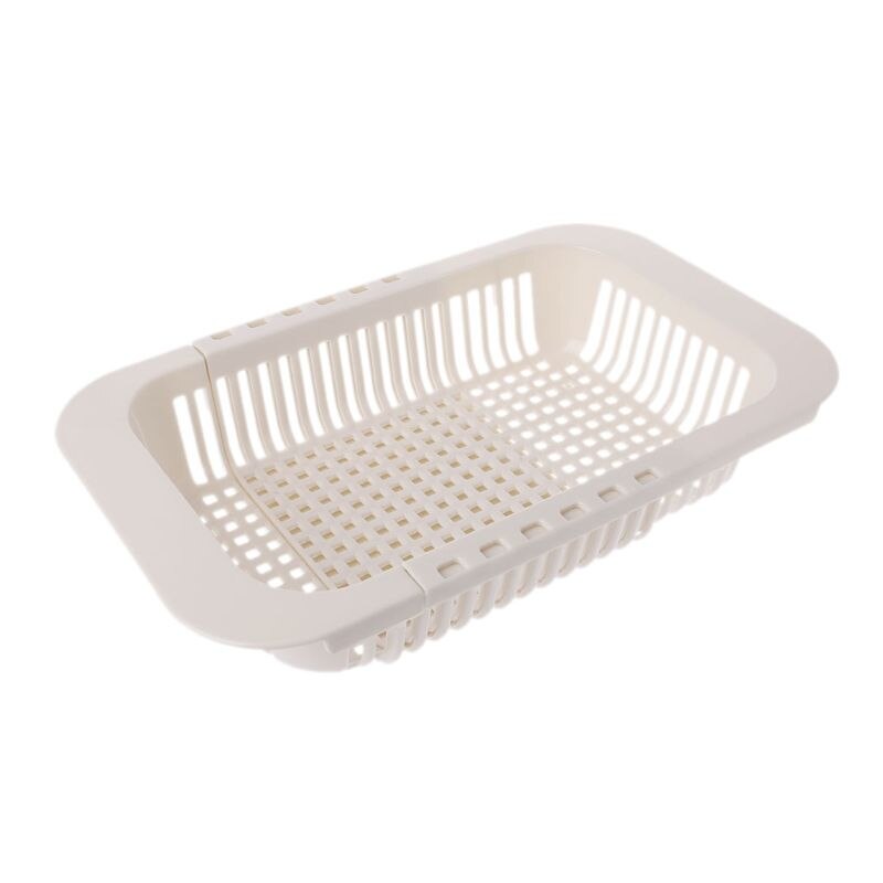 Adjustable Over Sink Dish Drying Rack Drainer Plastic Vegetables Fruit Basket Holder Kitchen Utensil Racks & Holders: Beige