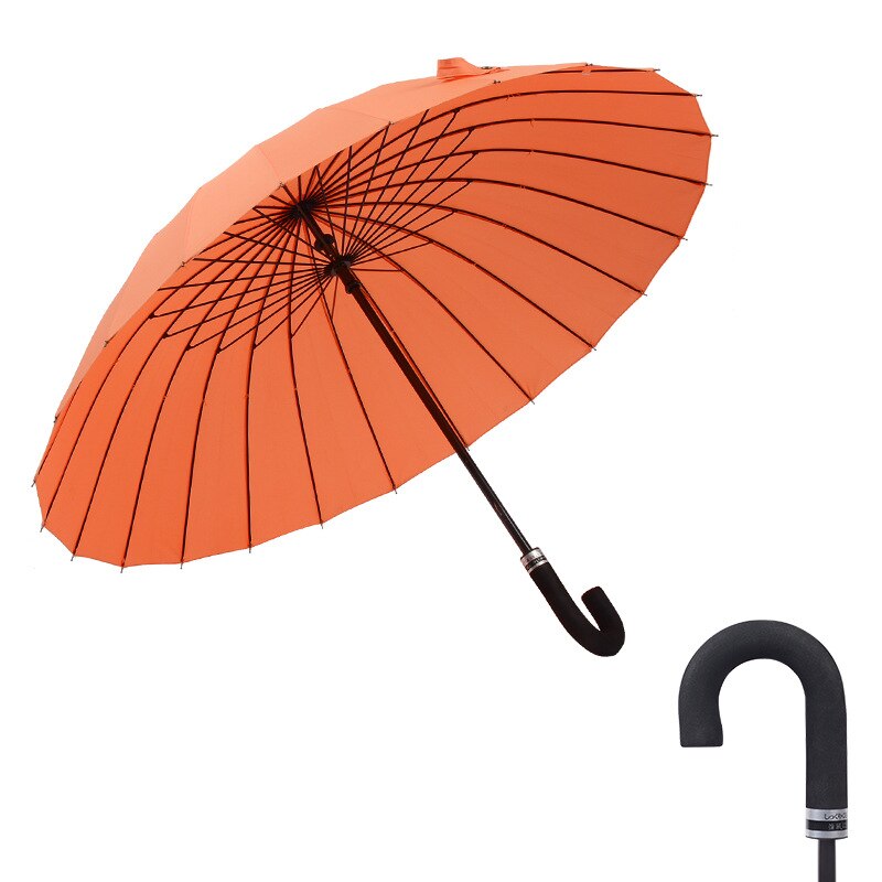 Soild lang paraply fashionable kvinder dobbelt stor paraply stok kinesisk stil vindtæt træhåndtag paraplyer: Orange