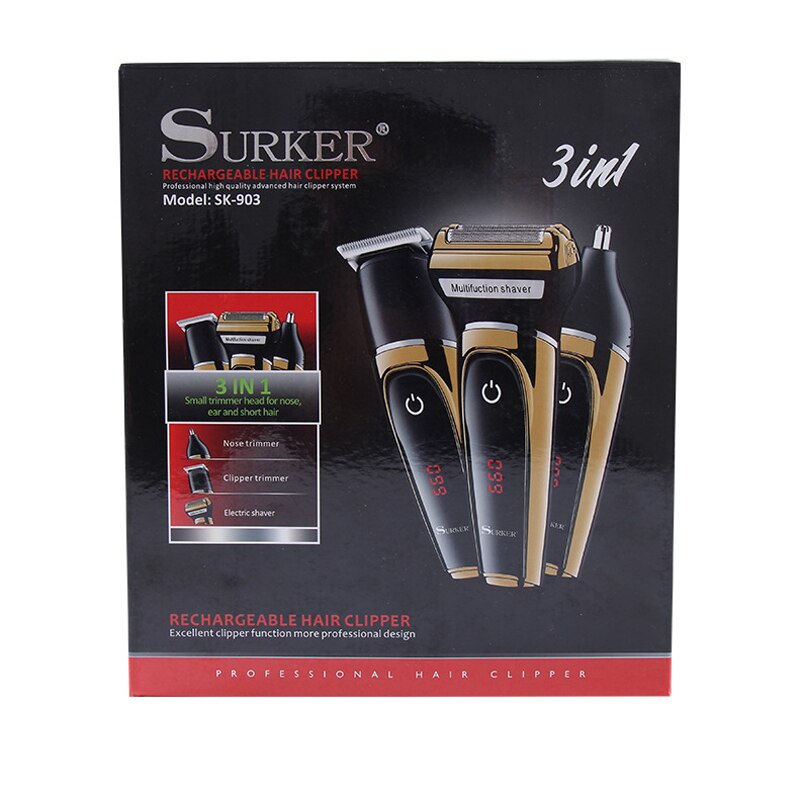 Surker capelli elettrico rifinitore SK-903 3 in 1 senza fili tagliatore di capelli ricaricabile rasoio barba rifinitore naso rifinitore macchina taglio di capelli