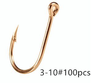 100 Stuks Van 10 Stuks Koolstofstaal Prikkeldraad Karper Vissen Haak Set Retail Originele Doos Vissen Tools: Hole hook Gold