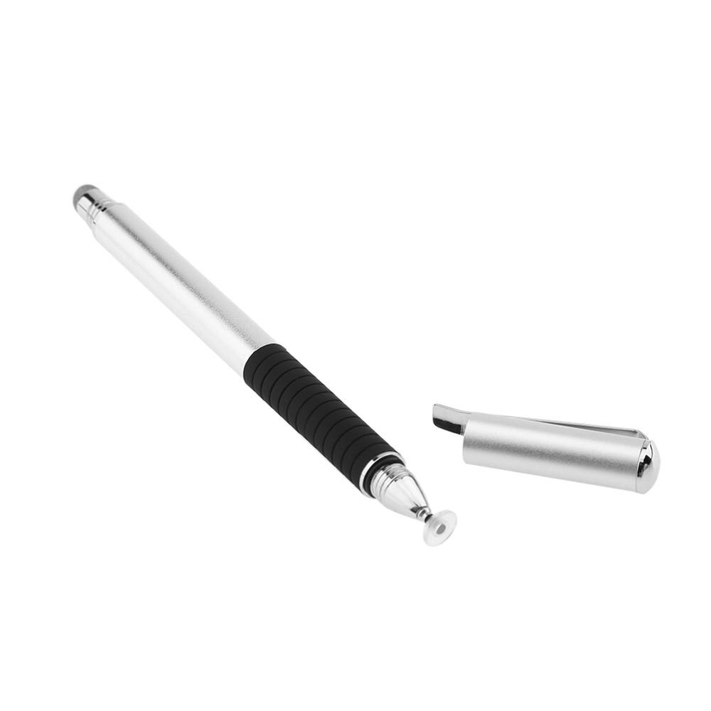 2 en 1 écran tactile capacitif dessin stylet stylo avec stylo chapeau Portable stylo pince pour iPhone téléphone intelligent tablette PC ordinateur: Argent