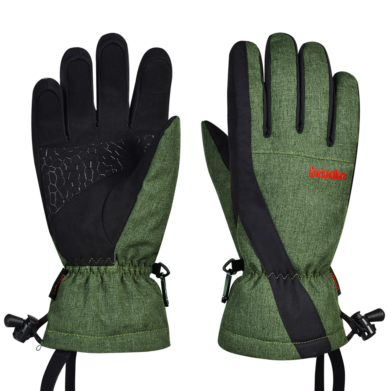 Guantes de nieve para esquí de invierno para hombre y mujer, resistentes al agua, con pantalla táctil, cálidos, para snowboard, esquí, ciclismo, senderismo: Green / M