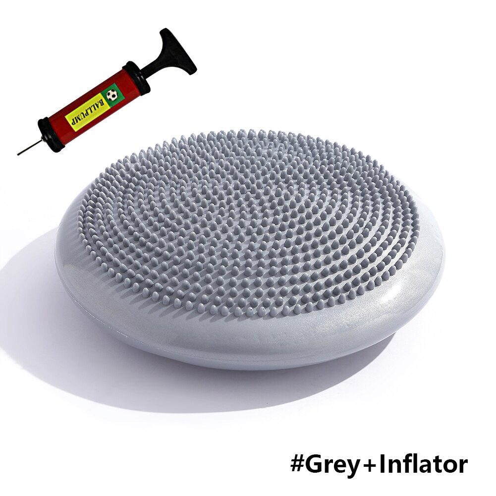 Yoga Balls Massage Pad Inflatable Stability Wobble Balance Disc Cushion Mat Fitness Exercise Training ball: Grey Inflator