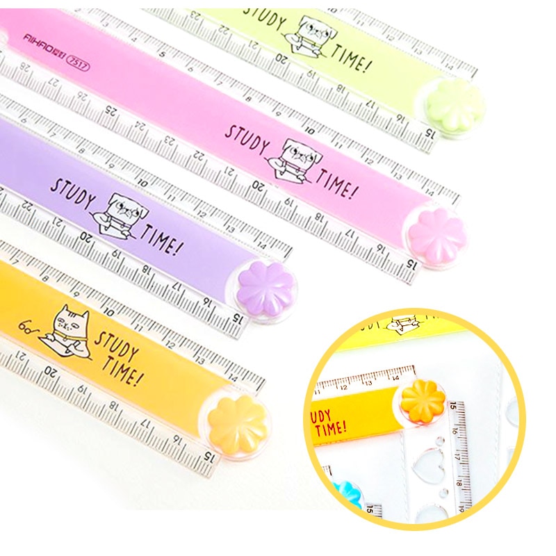 30CM Cute Kawaii Study Time Color Folding Ruler Multifunction DIY Drawing Rulers for Kids Students Office School Stationery