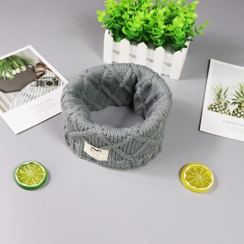 Bufanda tejida a cuadros para niños, de , de de lujo, para invierno, gruesa y cálida, con anilla, para niñas, bufandas tejidas para bebés y niños: Gray