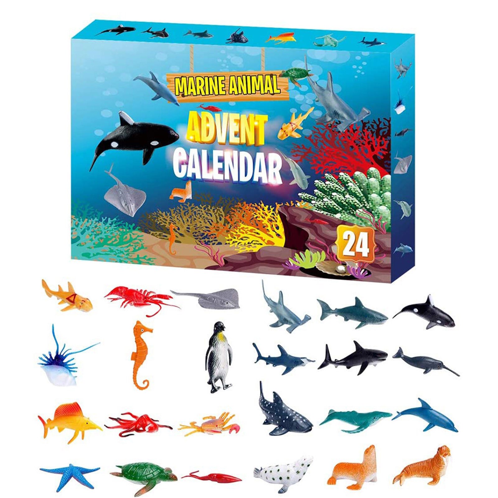 Christmas Countdown Calendar Toy Set With 24 Cute Animal Decompressed Toy Cartoon Accessories Decompression Toys Squishys: B