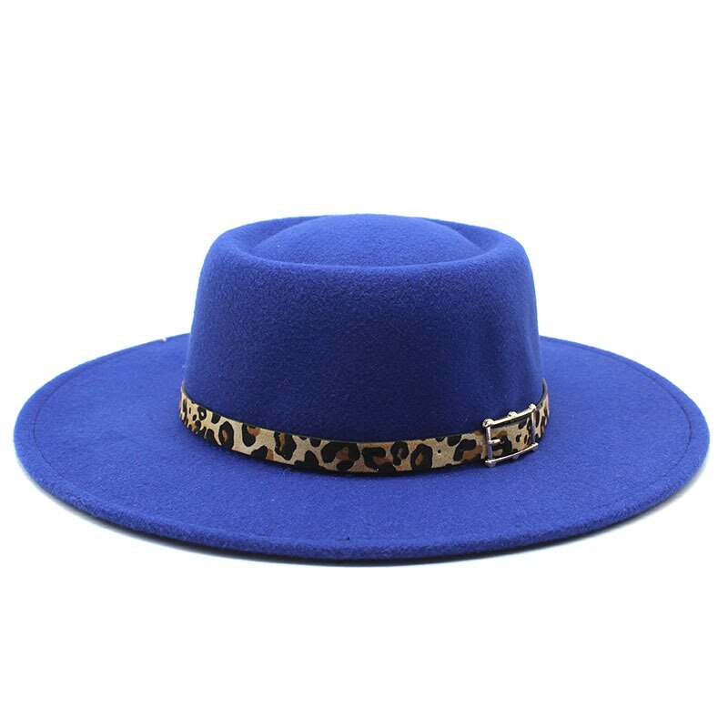 Fedora Hoed Voor Mannen Vrouwen Casual Brede Rand Jazz Hoed Herfst Winter Panama Vilten Hoed Ronde Top Party Formele Hoed: Royal blue