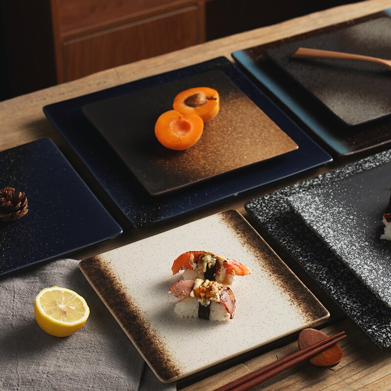 Fancity Japanse Creatieve Keramische Plaat Vierkante Plaat Sushi Plaat Bol Platte Plaat Restaurant Vierkante Plaat Schotel Plaat
