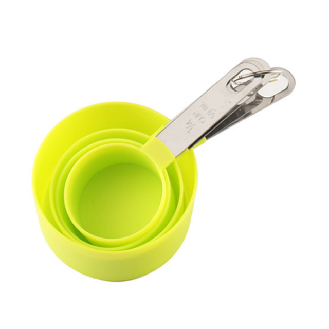 4Pcs/8Pcs Messbecher und Löffel Mehrzweck Löffel Tasse Messung Werkzeug Backen Zubehör Edelstahl Griff Küche gadget: GreenCup