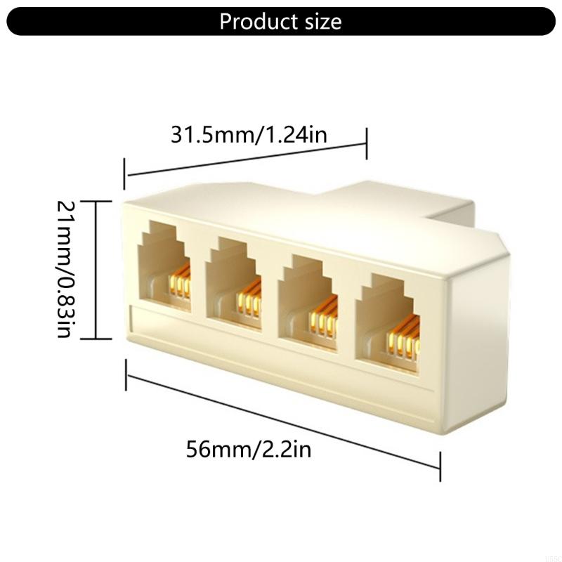 U55c 4 facher telefon-Splitter-Adapter mit  rj11 steckdosen, unterstützt 6- fach 6 4c 2c für telefone und faxgeräte und ermöglicht eine nahtlose verbindung.