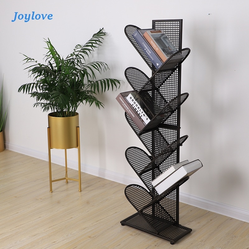 JOYLOVE Tree-shaped Iron Grid Bookshelf Storage Rack For Library Book Store Office Working Study Books Display