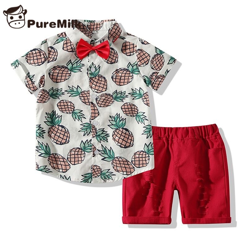 PureMilk Newborn Baby Clothes Letter Printed Shirts With Pants 2PCS/SET With Free Bow Baby Clothing Set