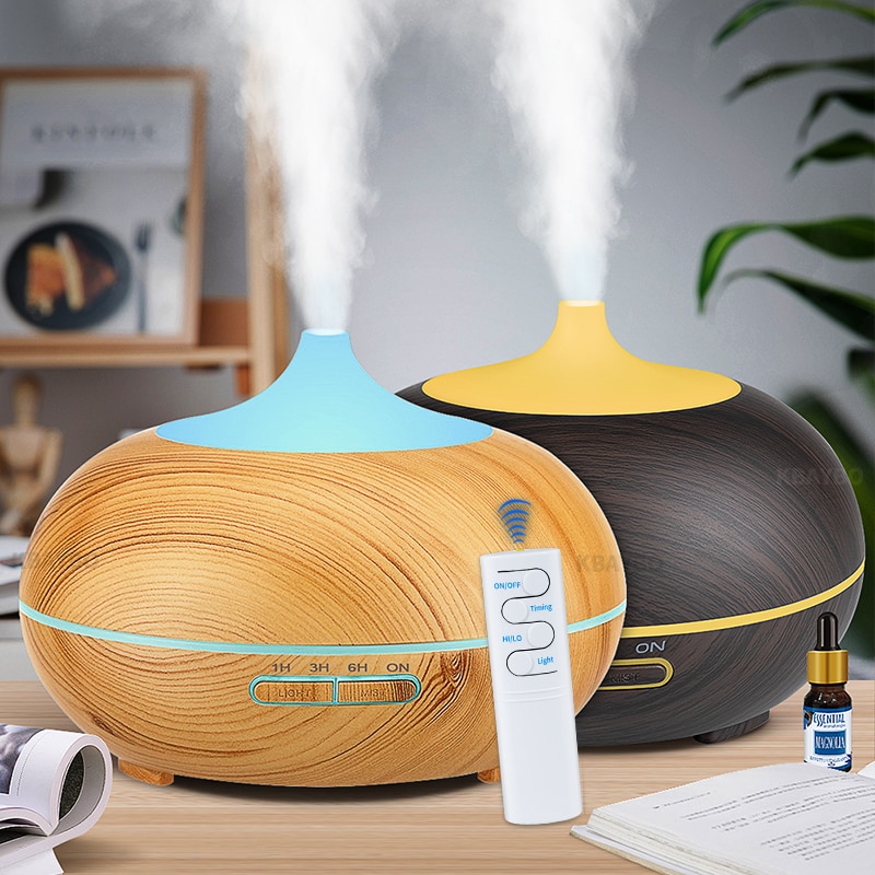 550ml remote control USB aroma oil diffuser wood electric humidifier ultrasonic air humidifier aromatherapy mist maker for home