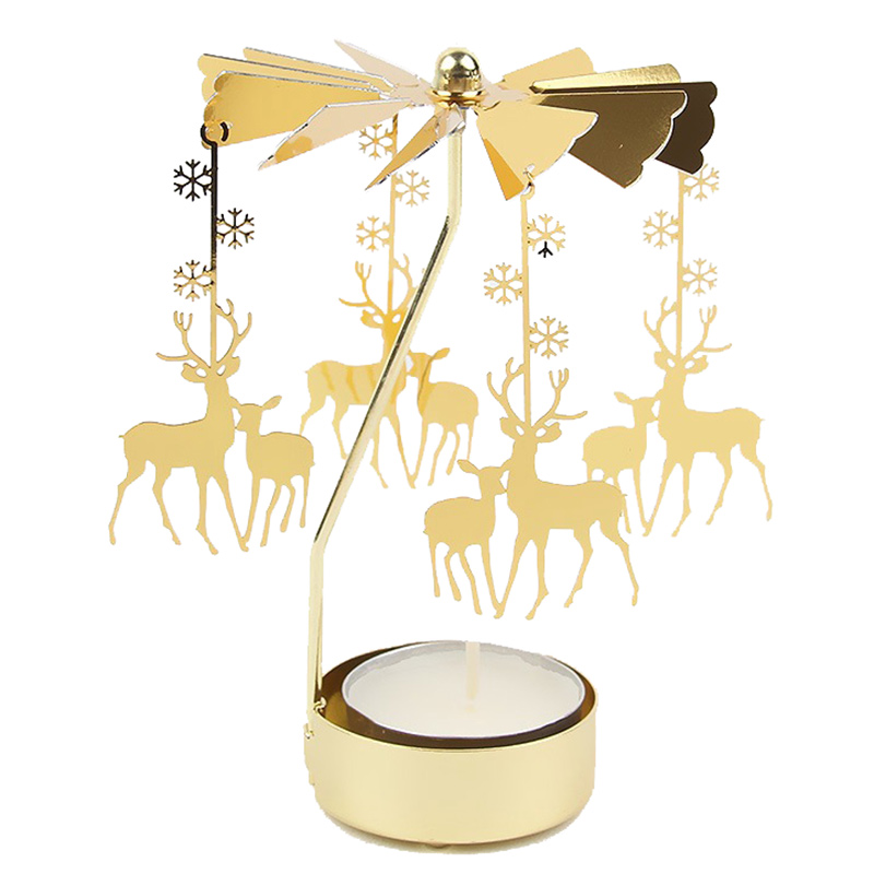 Carousel Candle Holder Gold Metal Candlesticks Room Decor Cake Rotating Candle Stand Home Decoration For Valentine's Christmas