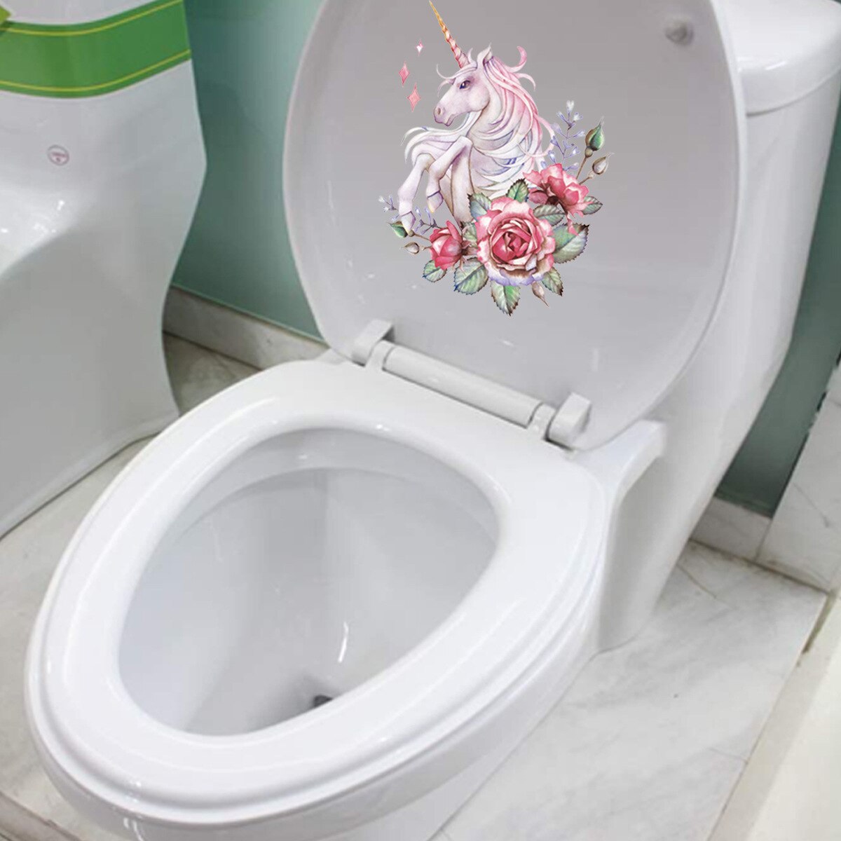Cartoon Unicorn Toilet Stickers Waterproof Wall Sticker Home Bathroom WC Decoration Decals Diy Funny Vinyl Mural Art: I