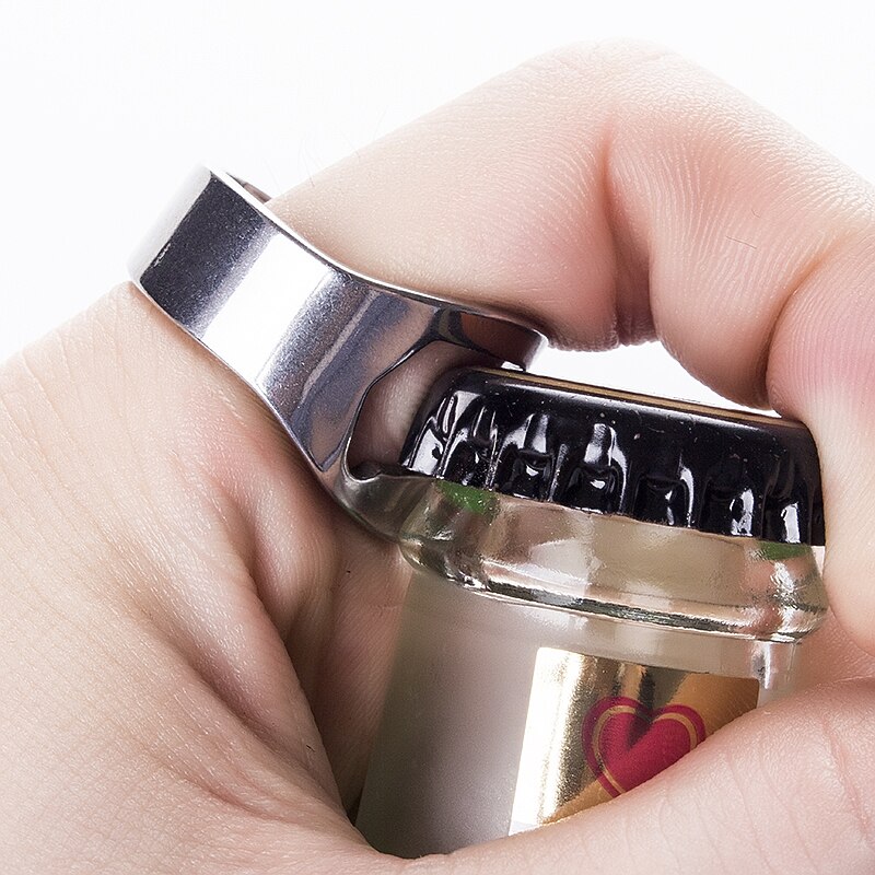 22MM Tragbare Mini Ring Bahre Flasche Öffner Edelstahl Finger Ring-bilden Flasche Bahre Deckel Öffnung Entferner Küche Bar Werkzeuge