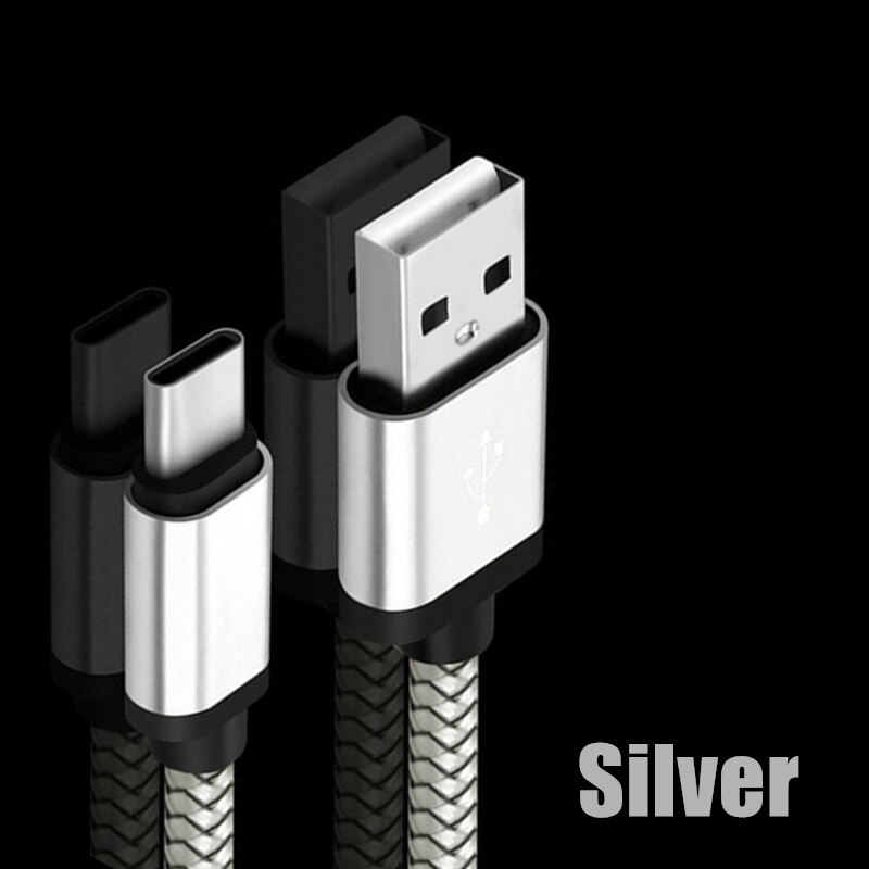 0,25 kurze 1m 2m USB Typ-C Ladung Schnell Ladegerät Daten synchronisieren Kabel für Huawei p20 lite Profi P30 Nova 3 3i 4e Honor 10 9 V20 Hinweis 8: Silber / 1m