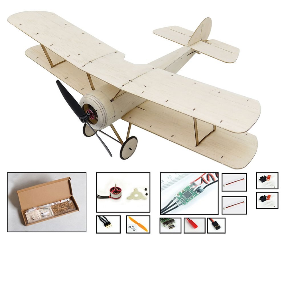 K6 KIT/Electronic Sopwith Pup RC Plane Balsa Wood 378mm Warbird Aircraft Kit with Brushless Power System Aeromodelling Kit: K6  Eelectronic V