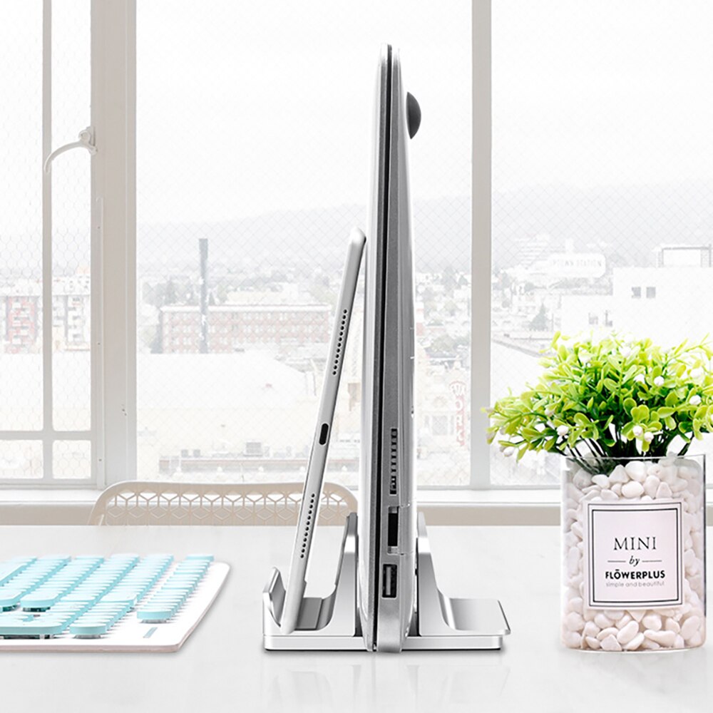 Vertical Laptop Stand For Macbook Air Pro 13 15 Desktop Aluminum Stand With Adjustable Dock Size For Surface Chromebook