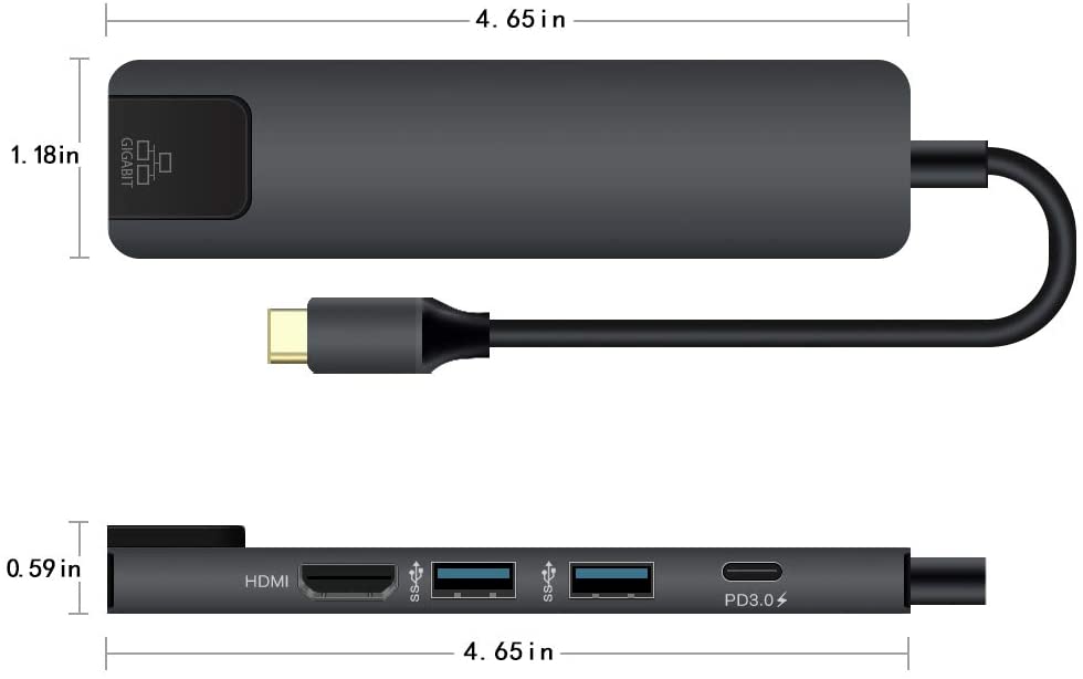 Usb C Hub Type C Naar Ethernet Poort 4K Hdmi Compatibel Usb 2.0 Compatibel Met Macbook/Pro/Air Android Telefoon Laptops Tablet