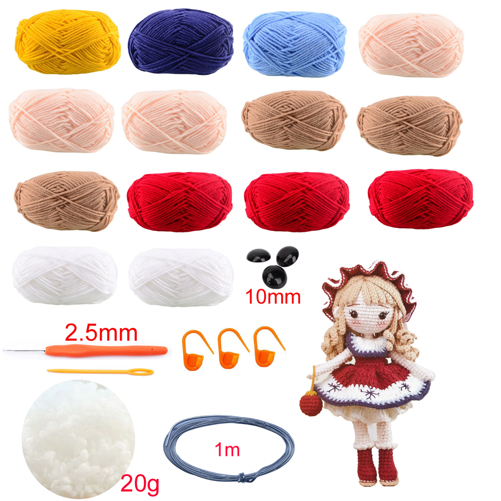 Joli Gril Crochet Kit poupée bricolage tricot amigurumi Crochet animaux kits noël chat chien lapin jouet oiseau insecte fait à la main: royal blue