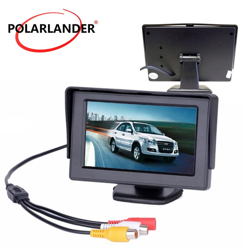 Monitor de coche TFT LCD a color de 4,3 pulgadas con entrada de vídeo de 2Ch para cámara de visión trasera o prioridad inversa de DVD