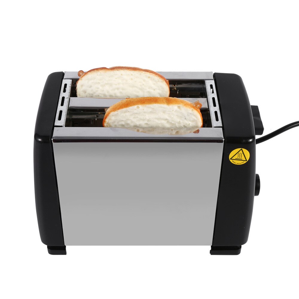 1 pc frukost brödrost 2- skivor brödrost rostfritt stål maskin 750w elektrisk brödrost för frukost bröd bakning