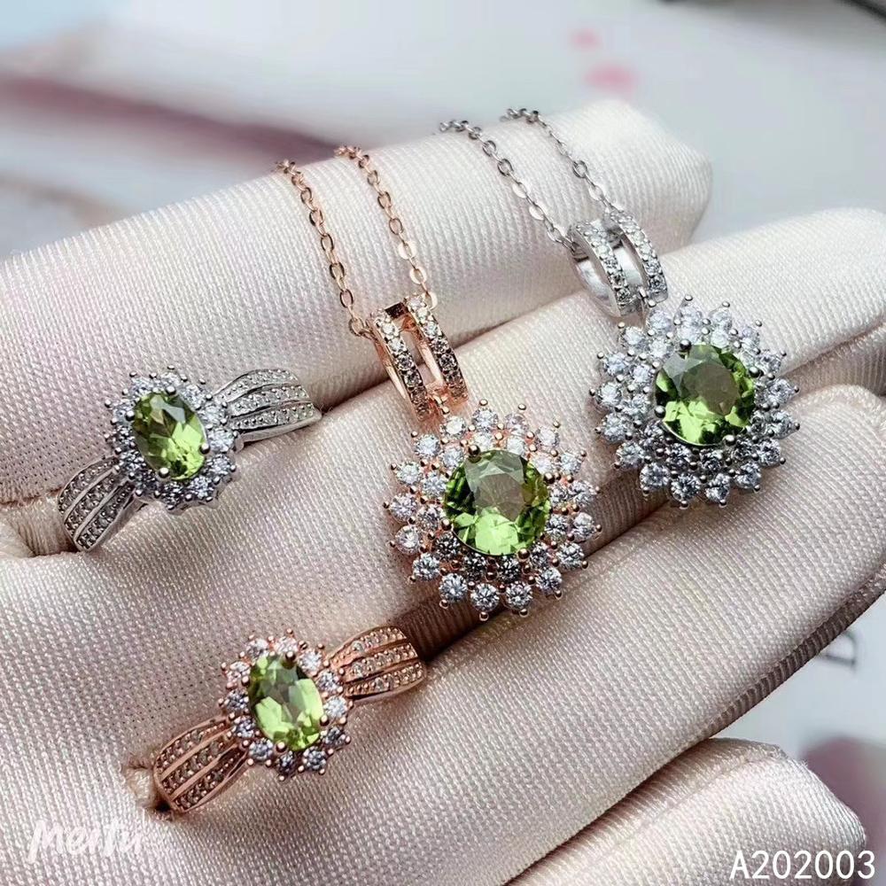 KJJEAXCMY Gioielleria Raffinata 925 sterlina argento intarsiato peridoto naturale Femminile anello del pendente di lusso impostato supporto di Rilevamento