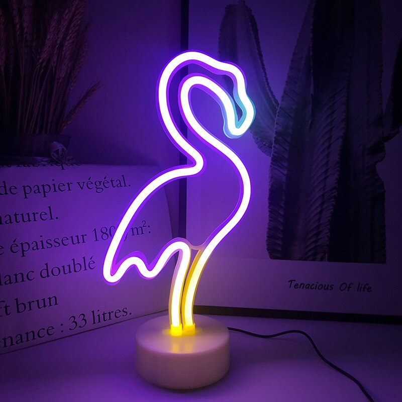 Led Neon Teken Licht Neon Nachtlampje Lamp Tafel Flamingo Kokospalm Ananas Lamp Fotografie Prop Bruiloft Decoratie