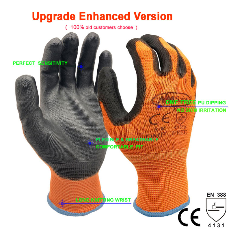 24 piezas/12 pares de guantes de trabajo para revestimiento de palma de PU guante protector de seguridad proveedores de seguridad profesionales de nitrilo: MULTICOLOR / XXL