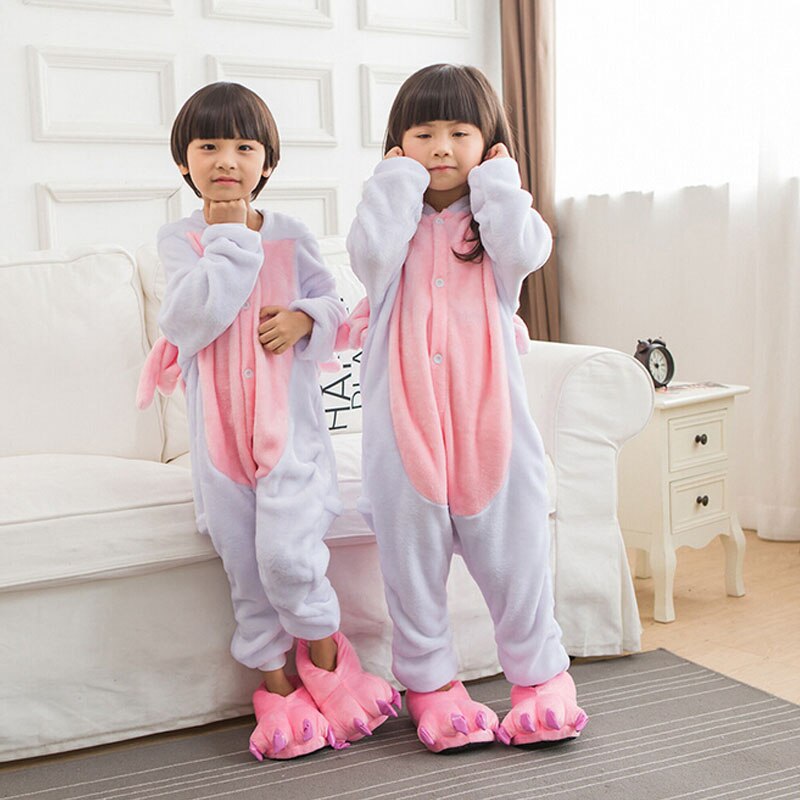 Pink White Unicorn Onesie Women Girl Animal Kigurumis Flannel Sleep Jumpsuit Cute Funny Overalls Winter Warm Suit Adult Child