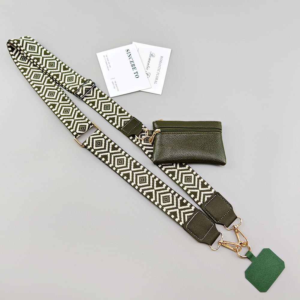 Adjustable Crossbody Mobile Phone Lanyard Strap Anti-lost Cell Phone Case Pendant With Zippered Wallet Card Gasket Coin Purse: black