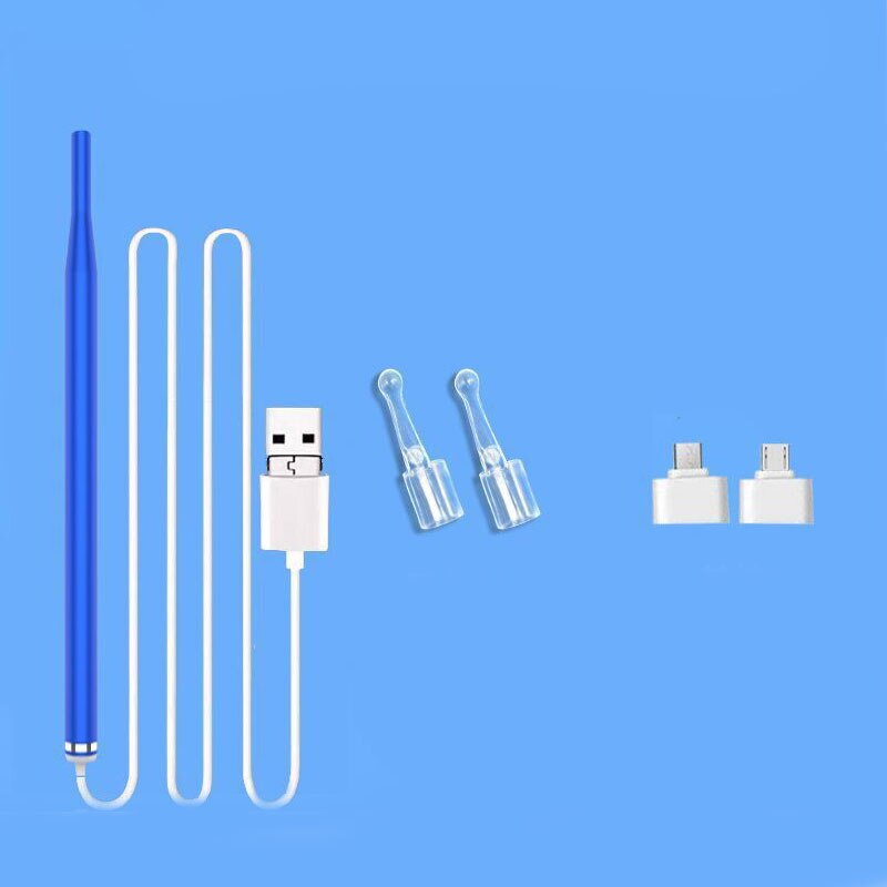 Le cérumen Retrait LED Otoscope Oreille Nettoyage D'endoscope Cuillère Mini Caméra Oreille Sélecteur De Retrait De Cire D'oreille M2: Bleu