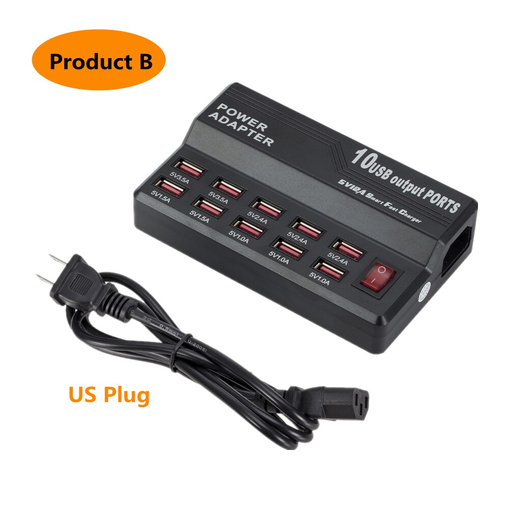 Grwibeou multi 10 usb schnellladestation mit ladeanschluss für iphone 7, 5 , 5s 6 6s plus, ipad, lg, samsung und huawei: Uns stecker
