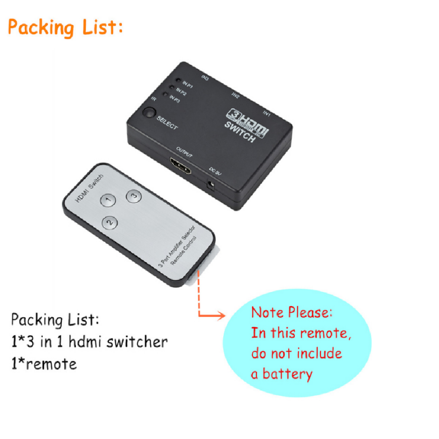 Switch Hdmi 4k Switch HDMI 3 Porte - Full HD 1080p, Auto-Switch, Compatibile Con PS3/Xbox Hdmi Split