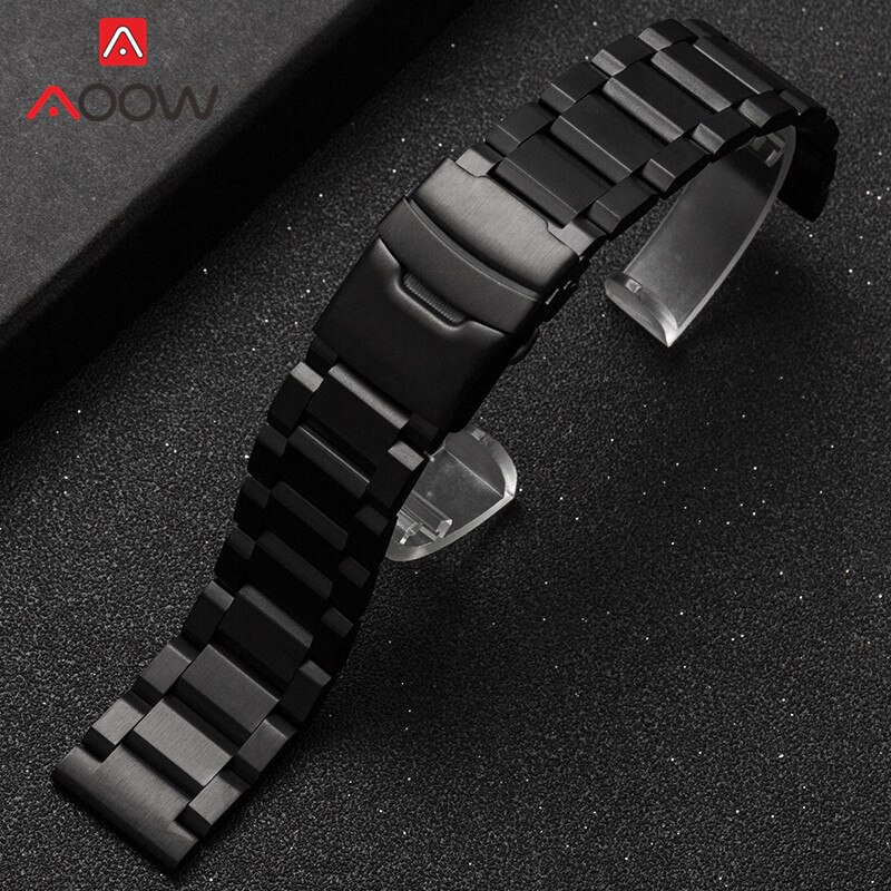 18 19 20 21 22mm 23mm 24mm 25mm Solid Stainless Steel Strap Watchband Metal Folding Buckle Replacement Band Watch Accessories: black / 13mm