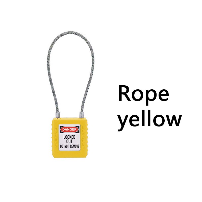 1pcs ABS lock security padlock plastic shackle safety padlock 76mm nylon non conductive safety padlock, with 2 unique key: Rope yellow
