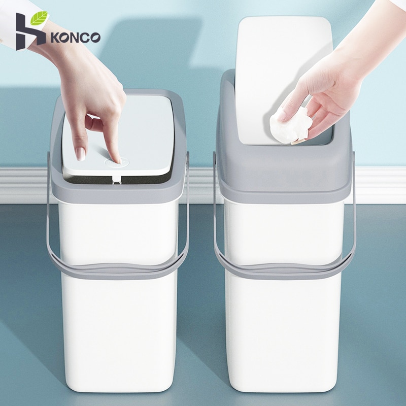 Søppelbøtte med svinglokk, søppelbøtte med lokk med svingtopp, søppelbøtte i plast, søppelbøtte for soverom, kjøkken og toalett