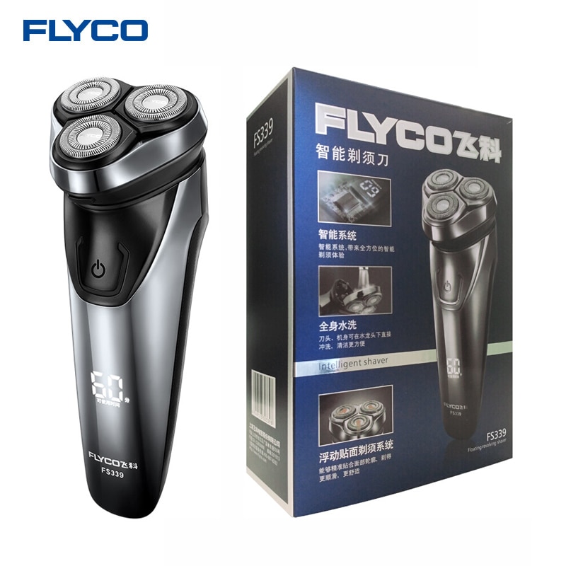 100% Original Flyco FS339 Electric Shaver Electric Razor Barbeador IPX7 Waterproof 1 Hour Rechargeable Washable Rotary for Men