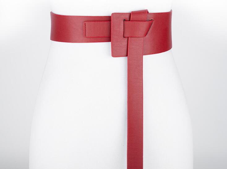 Nuevos diseños de cinturones de nudo para mujer, cinturones ancho y largo, cinturones de cuero de PU suave, fajines de para mujer, decoración DIY, con hebilla de lazo