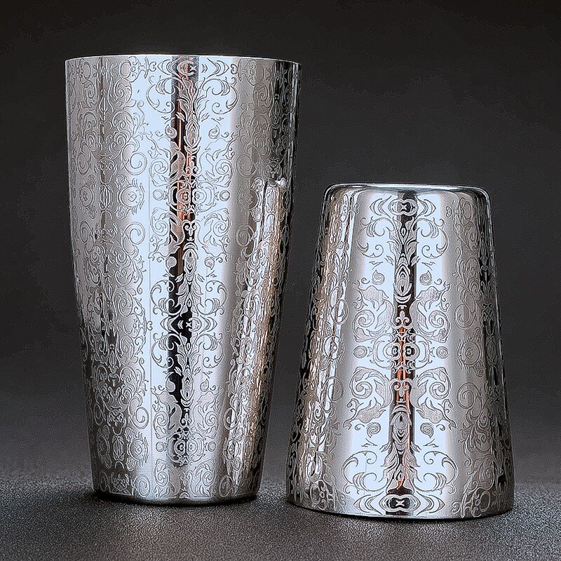 Cocktail Shaker Boston Shaker 304 Stainless Steel Barra De Ferramentas Engraving Boston Cocktail Shaker Tin Set