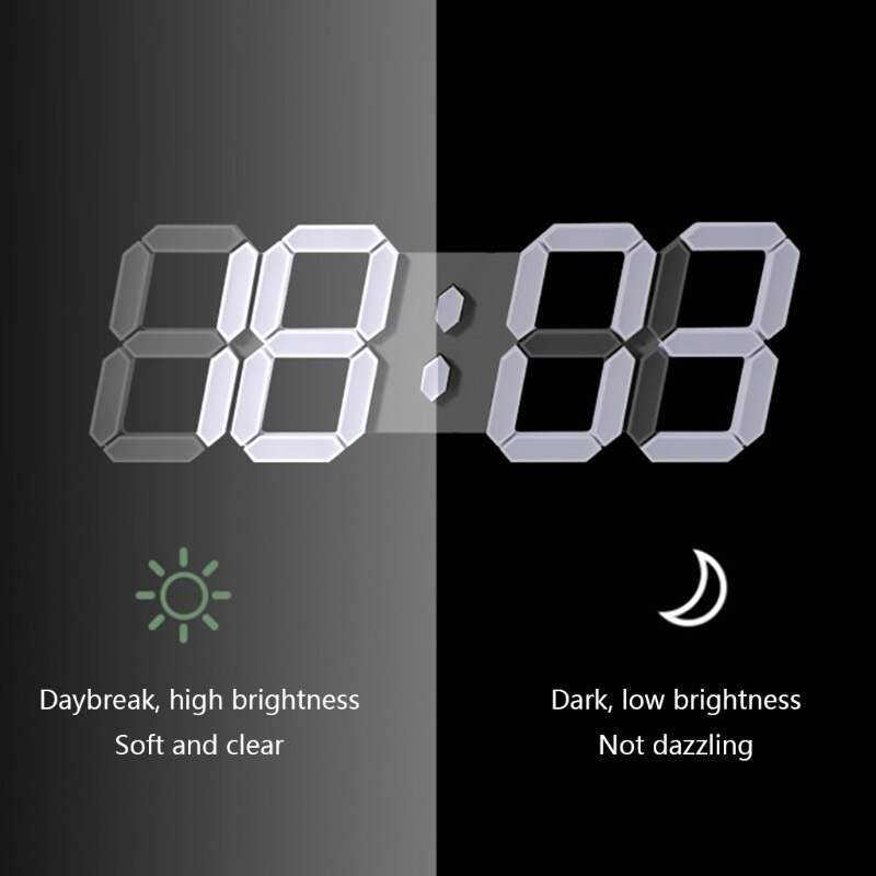 3D LED Digital Wall Clock with Extra Large Numbers, Remote Control, Large Digital Timer, for Warehouse/Office/Home/Living Room/S