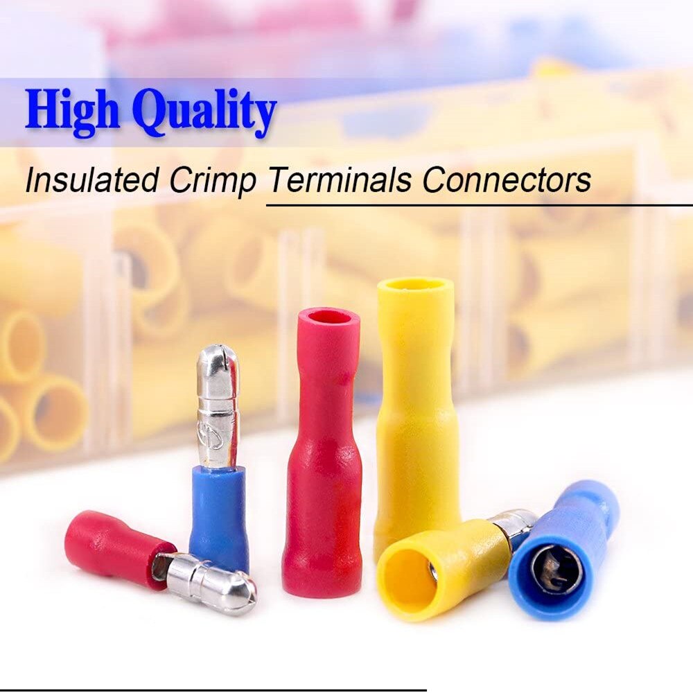 280PcsBox Cable Lugs Assortment Kit Wire Flat Female and Male Insulated Electric Wire Cable Connectors Crimp Terminals Set Kit