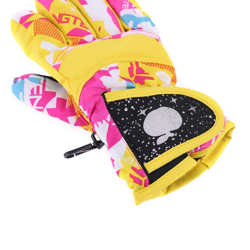 Waterproof Winter Skiing Snowboarding Gloves Warm Mittens For Kids Full-Finger Gloves Strap for Sports, Skiing, Cycling