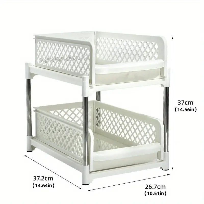 Double Storage Rack Desktop Kitchen Organizer Bathroom Supply Bathroom Shelf Seasoning Racks Convenient Kitchen: light green