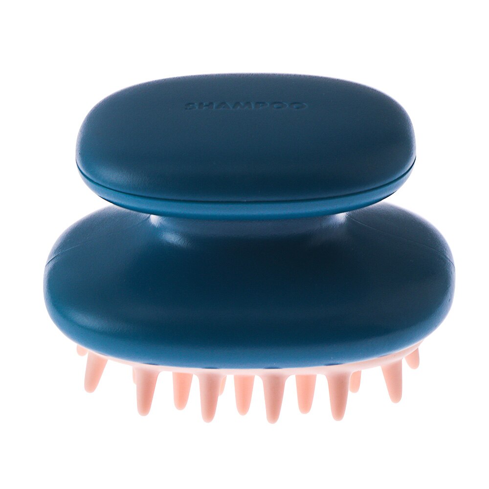 1Pc Siliconen Shampoo Massage Borstel Handheld Hoofd Body Hoofdhuid Haar Kam Wassen Douche Borstel Bad Spa Cleaning Borstels: blue -A