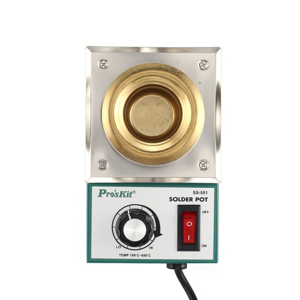 Horno para desoldar soldadura de estaño de crisol Proskit de 150W, herramienta de soldadura de temperatura ajustable de calefacción rápida de 100-600 grados