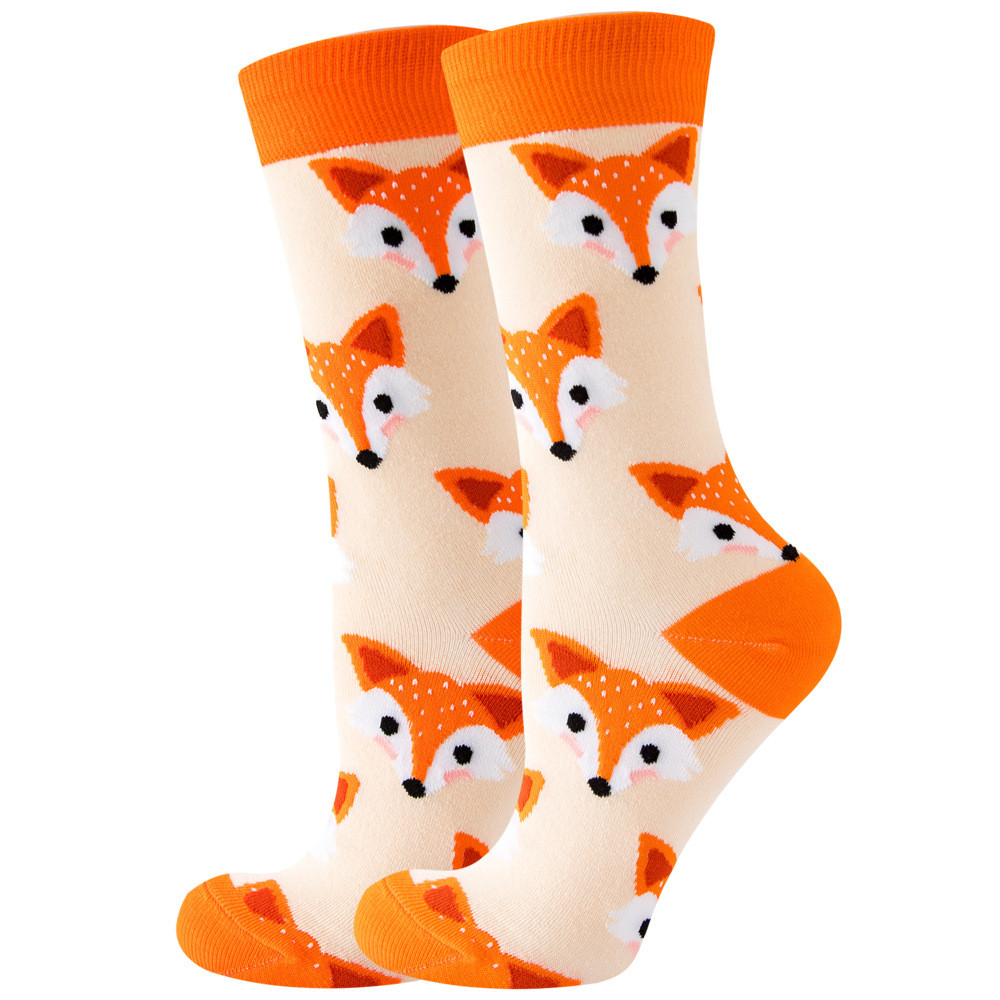 1 par de calcetines de flores para Mujer, fresa, sandía, fruta, Chaussette, Animal, estilo Harajuku, Calcitinas felices de algodón para Mujer