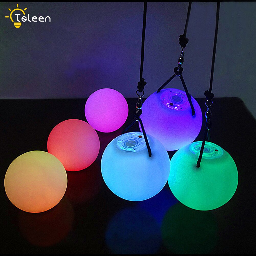 Danza del vientre bolas RGB brillo LED POI tirado bolas para danza del vientre accesorios para las manos puesta en escena accesorios 1 par/1Pc LED POI